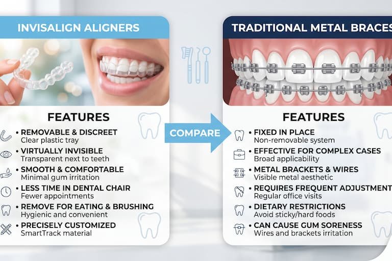 Invisalign vs Braces Comparison Graphic